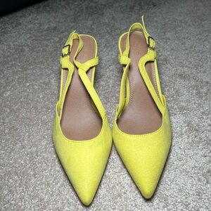 Yellow Women's Slingback Pointed Toe Shoes